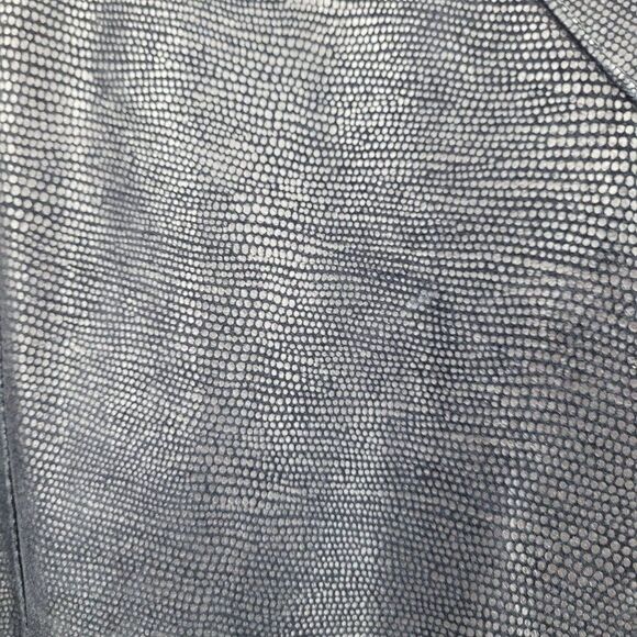 Vtg 80s Genuine Leather Jacket Sz L Black Oil Slick Textured Batwing Oversized - Picture 2 of 12